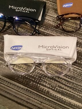 MicroVision Optical Clear Transparent Frame Glasses with Tortoiseshell Pair